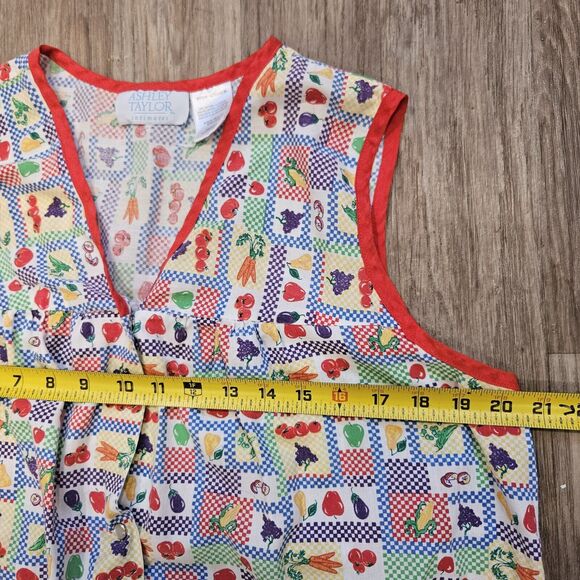 Vtg Ashley Taylor Fruit Print Nightgown Womens M Button Up Pockets Cottage Retro - Picture 7 of 8